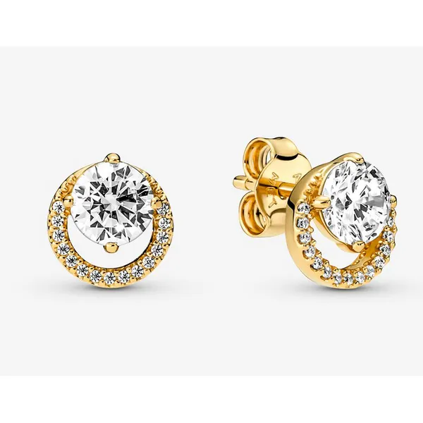 YGP Sparkling Round Halo Studs, Clear CZ Earrings Vaughan's Jewelry Edenton, NC