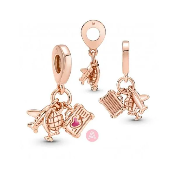 RGP Airplane, Globe, & Suitcase Triple Dangle Charm Vaughan's Jewelry Edenton, NC