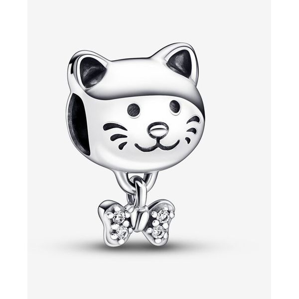 Pet Cat & Bow Charm, Clear CZ Vaughan's Jewelry Edenton, NC