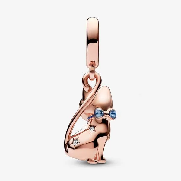 RGP Sparkling Pet Cat Dangle. Blue Enamel & Clear CZ Charm Image 2 Vaughan's Jewelry Edenton, NC