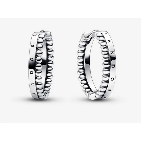 Pandora Signature Logo & Beads Hoops Vaughan's Jewelry Edenton, NC