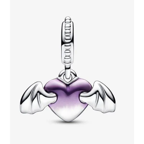 Vampire Winged Heart Dangle, Purple Enamel Charm Image 2 Vaughan's Jewelry Edenton, NC