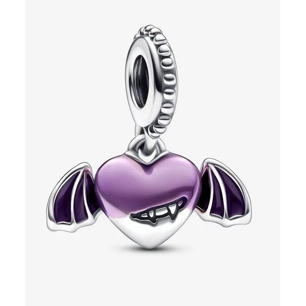 Vampire Winged Heart Dangle, Purple Enamel Charm Vaughan's Jewelry Edenton, NC