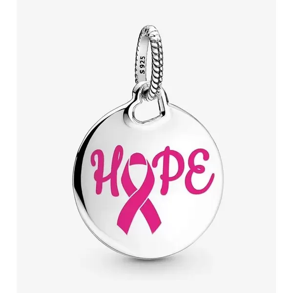 Hope Pink Ribbon Pendant, Pink Enamel Vaughan's Jewelry Edenton, NC