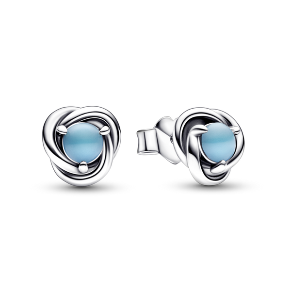 Turquoise Blue Eternity Circle Studs, Blue Crystal - December Vaughan's Jewelry Edenton, NC