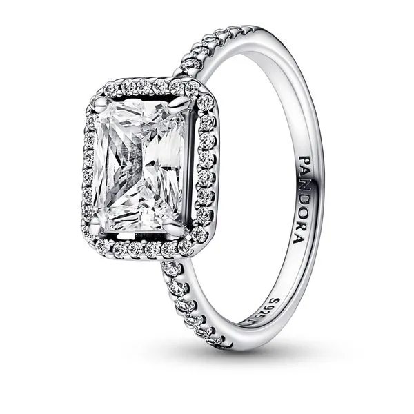 8.5, Rectangle Sparkling Halo, Clear CZ Ring Vaughan's Jewelry Edenton, NC