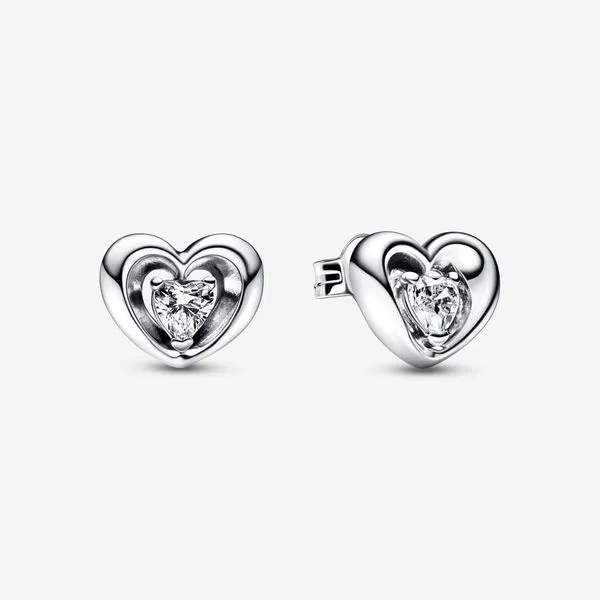 Radiant Heart & Floating Stone Studs, Clear CZ Vaughan's Jewelry Edenton, NC