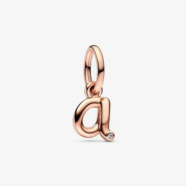 RGP Letter a Script Alphabet Dangle, Clear CZ Charm Vaughan's Jewelry Edenton, NC