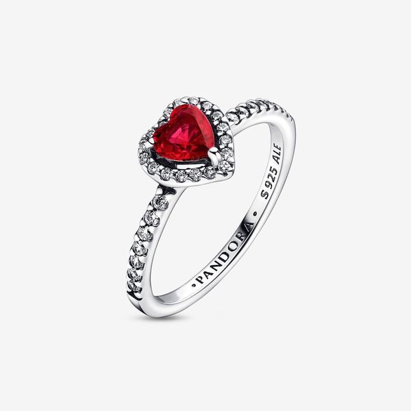 7.5, Sparkling Red Elevated Heart, Red Crystal & Clear CZ Ring Vaughan's Jewelry Edenton, NC