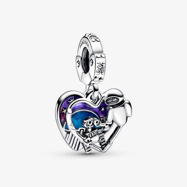 Disney, Pixar Wall-E & Eve Glow-in-the-Dark Dangle, Mixed Enamel & Clear CZ Charm Vaughan's Jewelry Edenton, NC