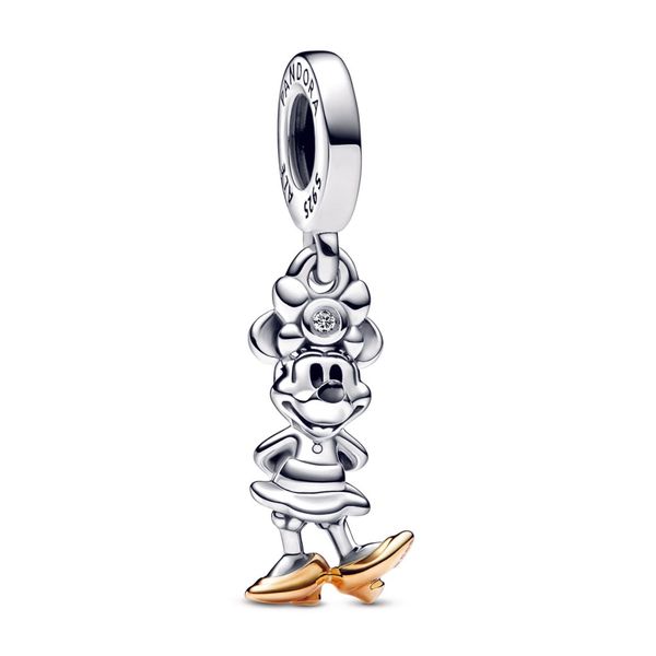 YG Disney 100th Anniversary Minnie Mouse Dangle, Lab Created Diamond Charm Vaughan's Jewelry Edenton, NC