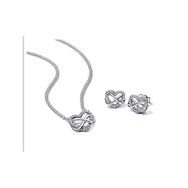 Pandora Sparkling Infinity Heart Necklace & Stud Earrings Gift Set - Pandora  Jewellery from Gift and Wrap UK
