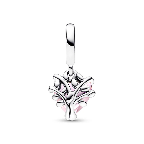 Pink Family Tree & Heart Dangle, Pink CZ & Crystal Charm Image 2 Vaughan's Jewelry Edenton, NC