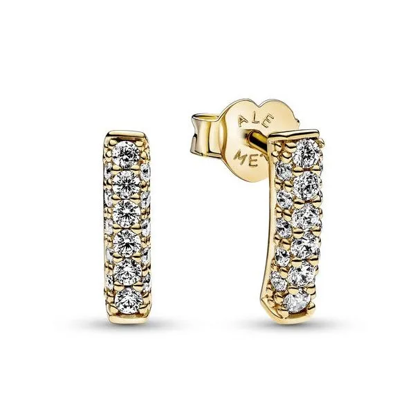 YGP Pandora Timeless Pave' Single Row Bar Studs, Clear CZ Earrings Vaughan's Jewelry Edenton, NC