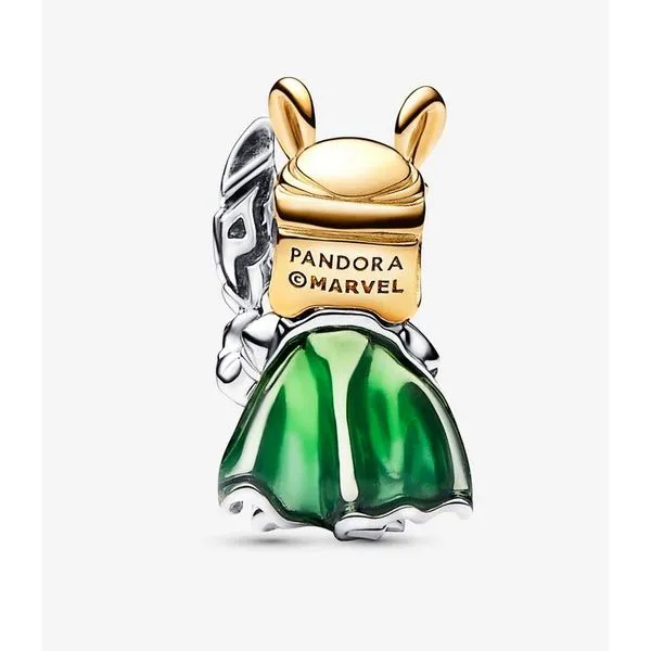 SS/YGP Marvel Loki Charm, Green & Black Enamel Image 2 Vaughan's Jewelry Edenton, NC