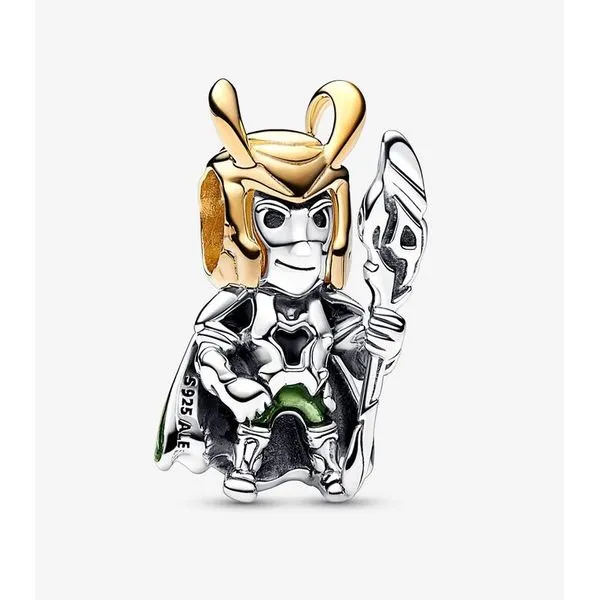 SS/YGP Marvel Loki Charm, Green & Black Enamel Vaughan's Jewelry Edenton, NC