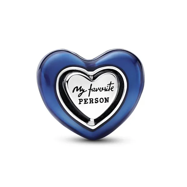 Blue Spinnable Heart Charm, Blue Enamel & Man-Made Crystal Image 2 Vaughan's Jewelry Edenton, NC