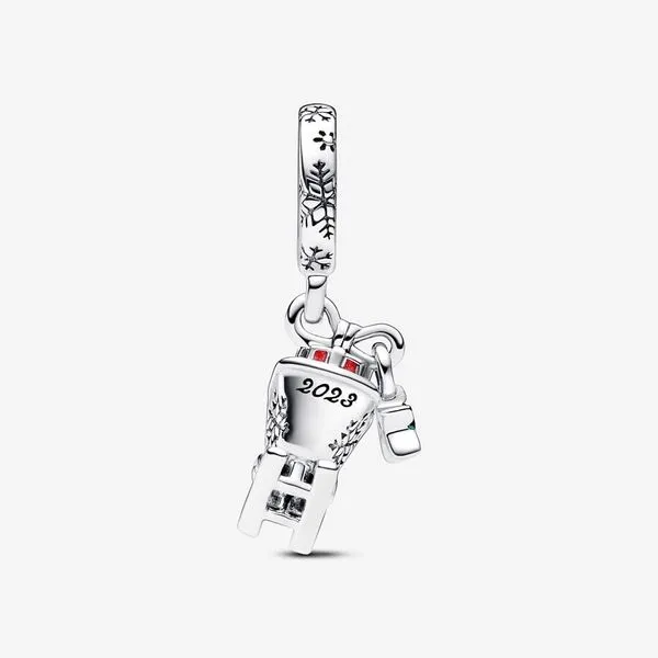 Christmas Sleigh 2023 Dangle Charm, Enamel & Man-Made Crystals Vaughan's Jewelry Edenton, NC