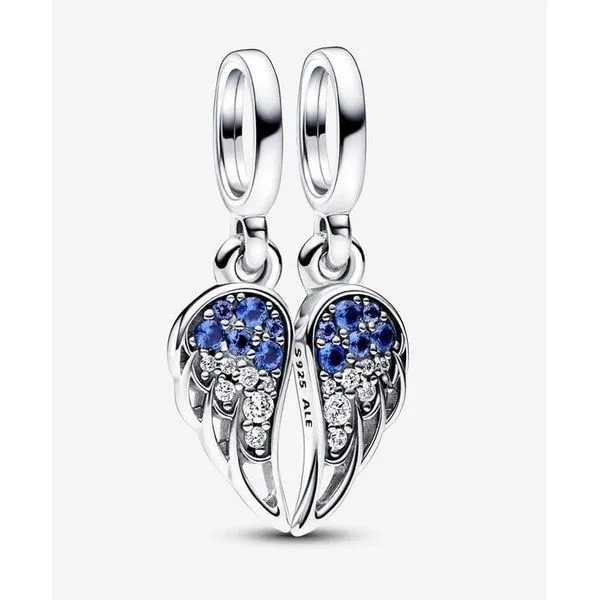 Sparkling Splittable Angel Wings Dangle Charm, Man-Made Crystals & Clear CZ Vaughan's Jewelry Edenton, NC