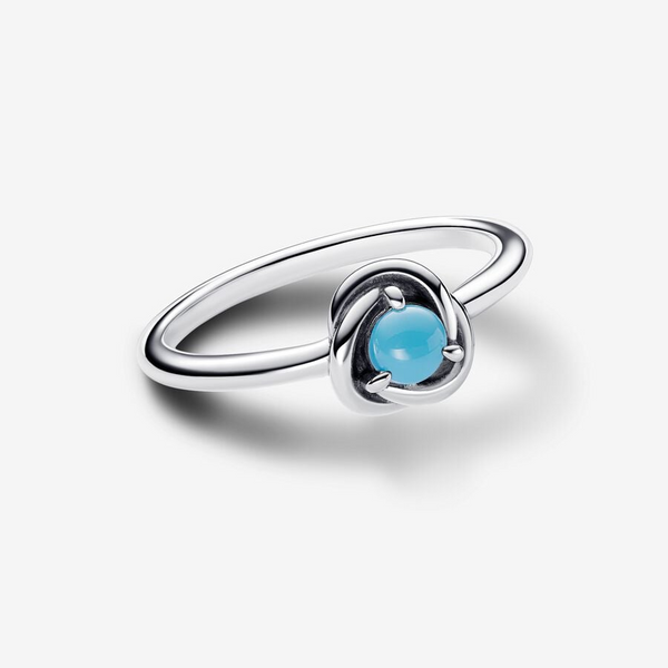 6, Turquoise Blue Eternity Circle Ring, Capri Blue Crystal - December Vaughan's Jewelry Edenton, NC