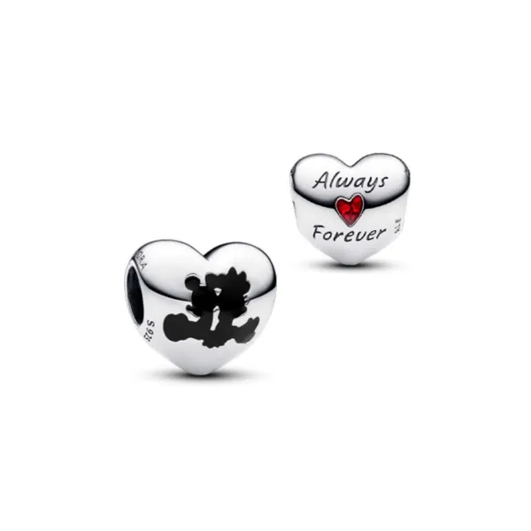 Disney Mickey Mouse and Minnie Mouse Heart Charm Enamel
