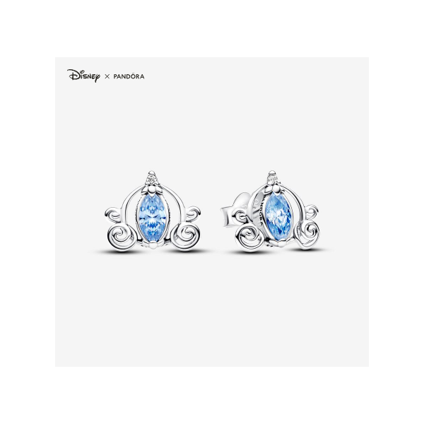 Disney Cinderella's Carriage Stud Earrings, Blue and Clear CZ Vaughan's Jewelry Edenton, NC