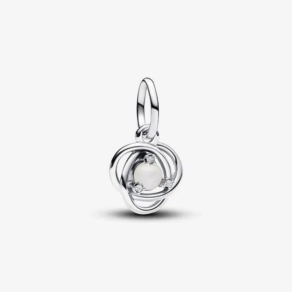June White Eternity Circle Dangle Charm, Bioresin Man-Made Mother-of-Pearl & Clear CZ Vaughan's Jewelry Edenton, NC