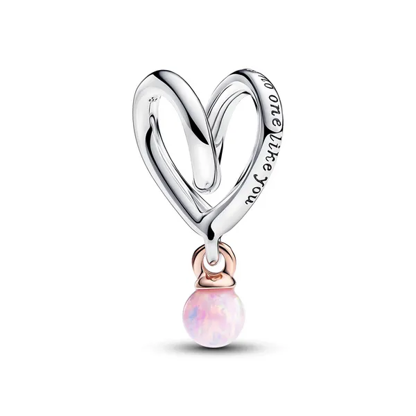 SS/RGP Wrapped Heart Charm, Pink Lab-Created Opal Vaughan's Jewelry Edenton, NC