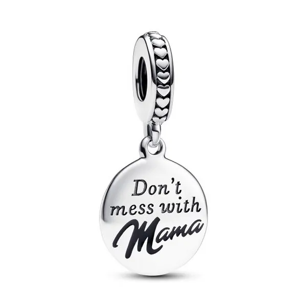 Mama Engravable Dangle Charm, Black Enamel Vaughan's Jewelry Edenton, NC