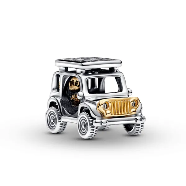 SS/YGP Adventure Jeep Charm, Clear CZ Vaughan's Jewelry Edenton, NC