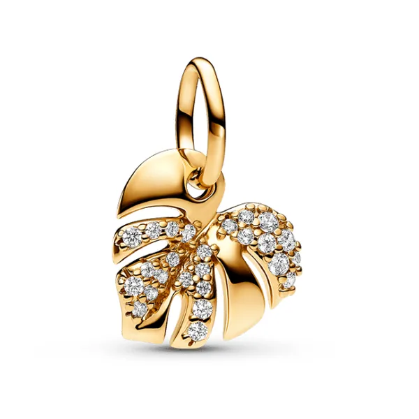 YGP Sparkling Monstera Leaf Dangle Charm, Clear CZ Vaughan's Jewelry Edenton, NC
