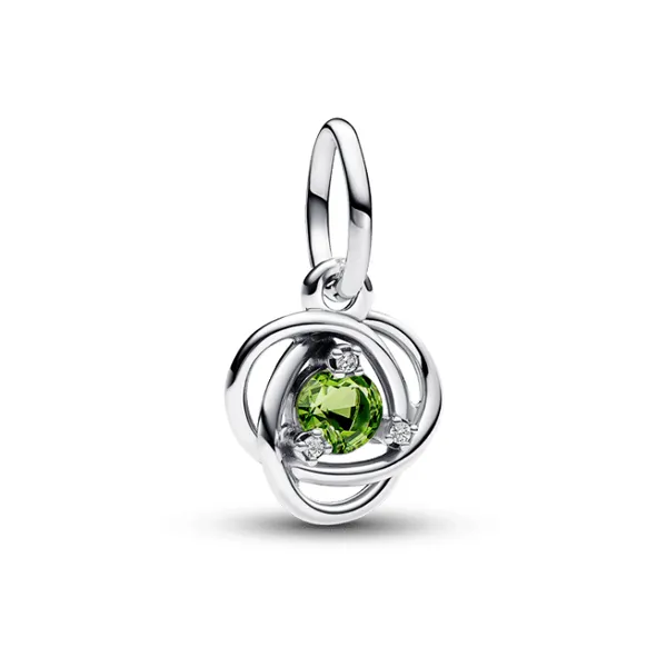 August Spring Green Eternity Circle Dangle Charm, Spring Green Man-Made Crystal & Clear CZ Vaughan's Jewelry Edenton, NC