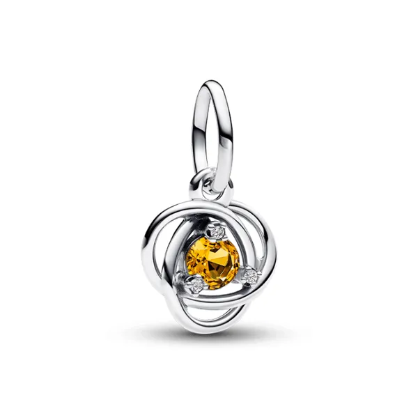 November Honey Eternity Circle Dangle Charm, Honey Coloured Man-Made Crystal & Clear CZ Vaughan's Jewelry Edenton, NC