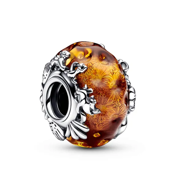 Disney The Lion King Murano Glass Charm, Glitter Aventurine & Burnt Orange Glass Vaughan's Jewelry Edenton, NC