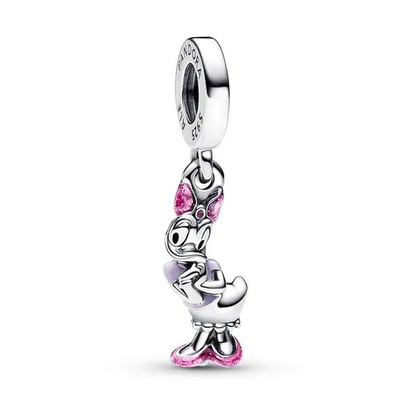 Disney Daisy Duck Dangle Charm, Lavender, Black, & Holo Glittery Baton Rouge Pink Enamel Vaughan's Jewelry Edenton, NC