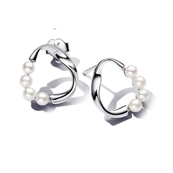Essence Organically Shaped Circle & Treated Freshwater Cultured Pearls Stud Earrings Vaughan's Jewelry Edenton, NC