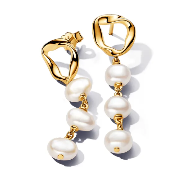 YGP Essence Organically Shaped Circle & Baroque Treated Freshwater Cultured Pearls Drop Earrings Vaughan's Jewelry Edenton, NC