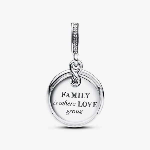 Glow-in-the-Dark Infinity Tree Double Dangle Charm, Blue & White Enamel & Clear CZ Image 2 Vaughan's Jewelry Edenton, NC