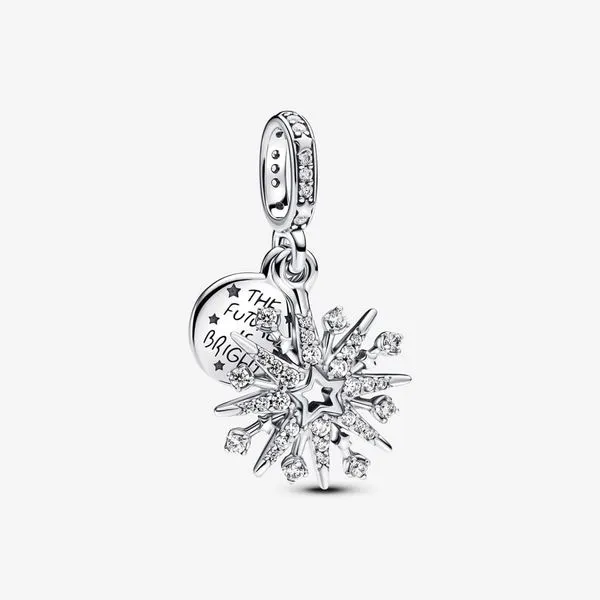 Sparkling Firework Double Dangle Charm, Clear CZ Vaughan's Jewelry Edenton, NC