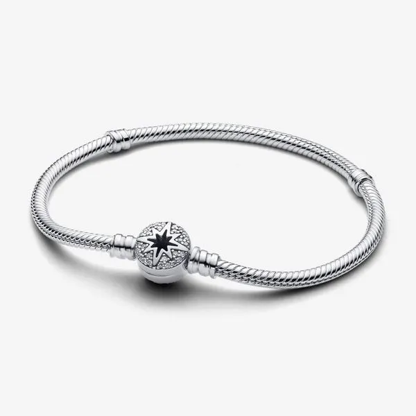 7.5, North Star Clasp Snake Chain Bracelet, Clear CZ Vaughan's Jewelry Edenton, NC