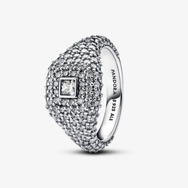 7, Pave' Square Cocktail Ring, Clear CZ Vaughan's Jewelry Edenton, NC