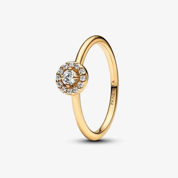 9, YGP Round Pave' Halo Ring, Clear CZ Vaughan's Jewelry Edenton, NC