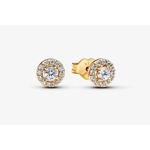 YGP Round Pave' Halo Stud Earrings, Clear CZ Vaughan's Jewelry Edenton, NC