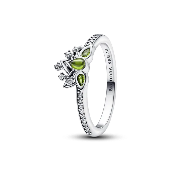 6, Disney Princess Tiana Tiara Ring, Green Man-Made Crystals & Clear CZ Vaughan's Jewelry Edenton, NC