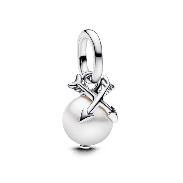 Pandora Me Pearl & Arrows Mini Dangle Charm, White Lacquered Artificial Pearl Vaughan's Jewelry Edenton, NC