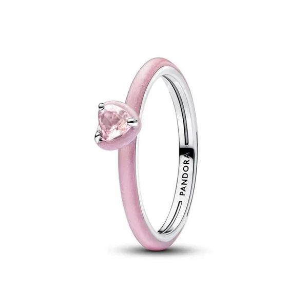 10, Pandora Me Pink Chakra Heart Ring, Orchid Pink Man-Made Crystal & Glittery Candy Pink Enamel Vaughan's Jewelry Edenton, NC