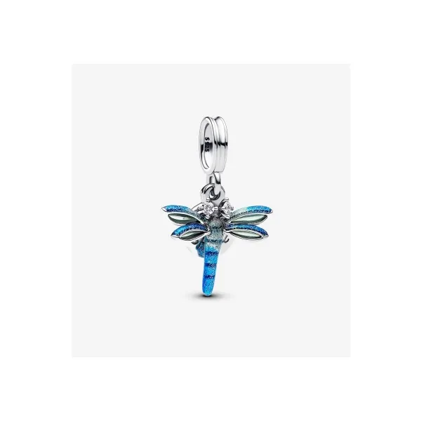 Dragonfly Double Dangle Charm, CZ and Enamel Vaughan's Jewelry Edenton, NC