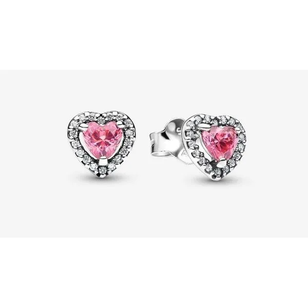 Elevated Heart Stud Earrings, Fancy Pink & Clear CZ Vaughan's Jewelry Edenton, NC