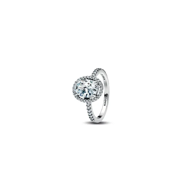 8.5, Oval Sparkling Halo Statement Ring, Clear CZ Vaughan's Jewelry Edenton, NC