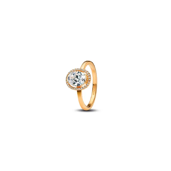 7, YGP Oval Sparkling Statement Halo Ring, Clear CZ Vaughan's Jewelry Edenton, NC
